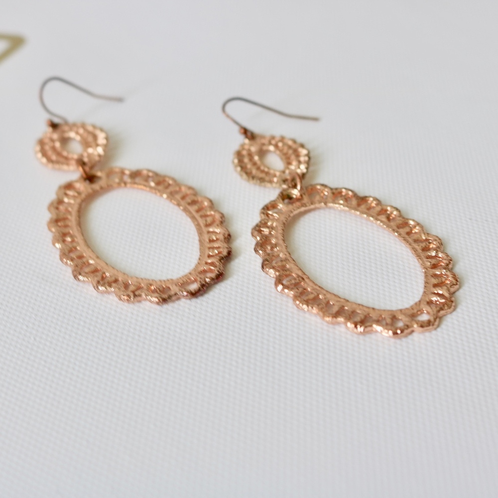 Rose Gold Oval Earrings